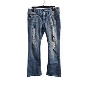 VIP Vintage y2k Distressed Bootcut Flare Jeans Size 13/14 Low Rise